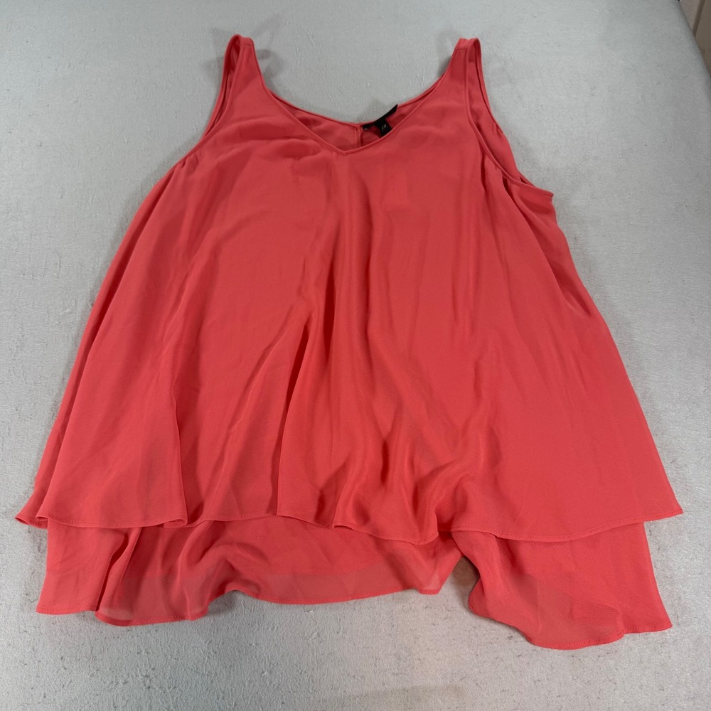 Lane Bryant Womens Coral Pink V-Neck Tiered Layered Tank Top Blouse Size 16 NEW